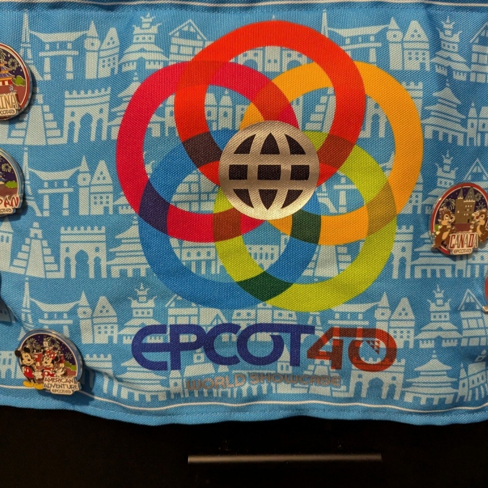 Disney Epcot 40th Anniversary Blue and Red Tapestry